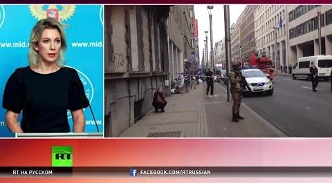 Мария Захарова в эфире RT выразила соболезнования родным и близким жертв брюссельских терактов