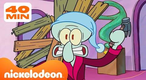 Губка Боб и Патрик раздражают Сквидварда в НОВЫХ сериях на протяжении 40 МИНУТ | Nickelodeon