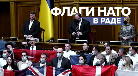 В Раде депутаты вышли к трибуне с флагами стран НАТО