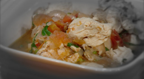 Овощной крем-суп с сухариками. Жульен из шампиньонов. Куриная грудка с фасолью и томатами