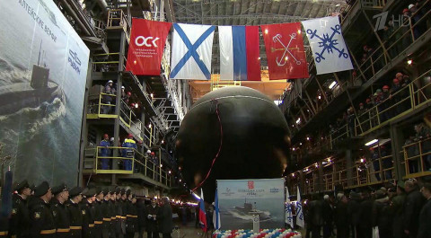 В Петербурге спустили на воду новую подводную лодку "Уфа" для Тихоокеанского флота